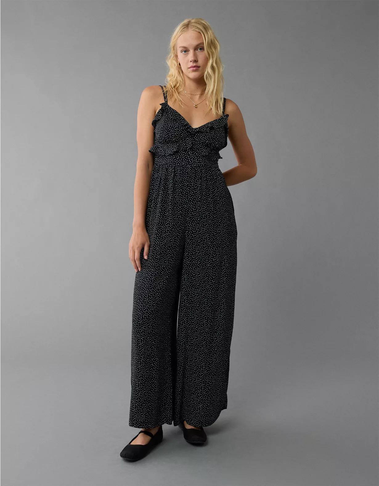 AE Ruffle Wide-Leg Jumpsuit Product Image