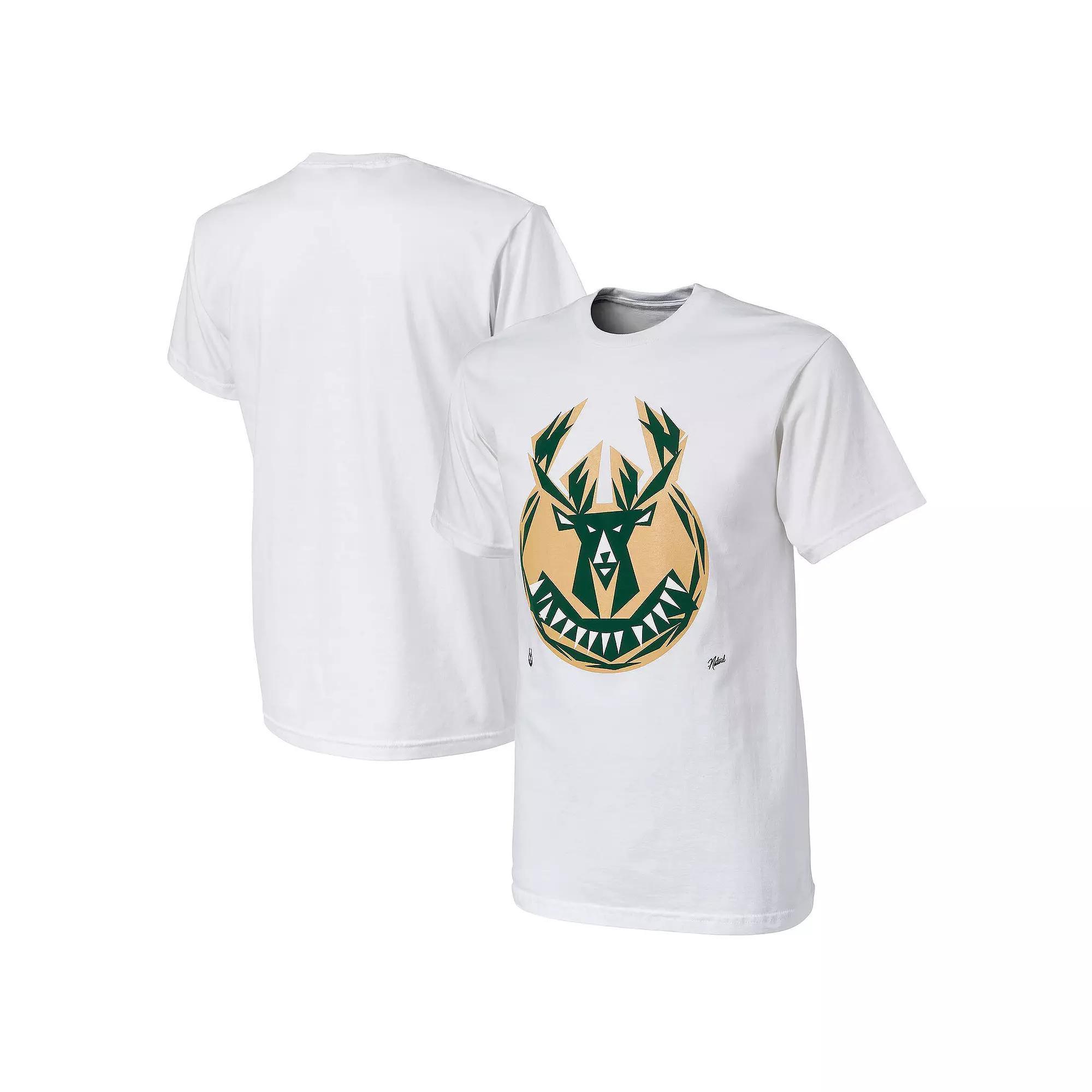 Men's NBA x Naturel White Milwaukee Bucks No Caller ID T-Shirt,  Product Image