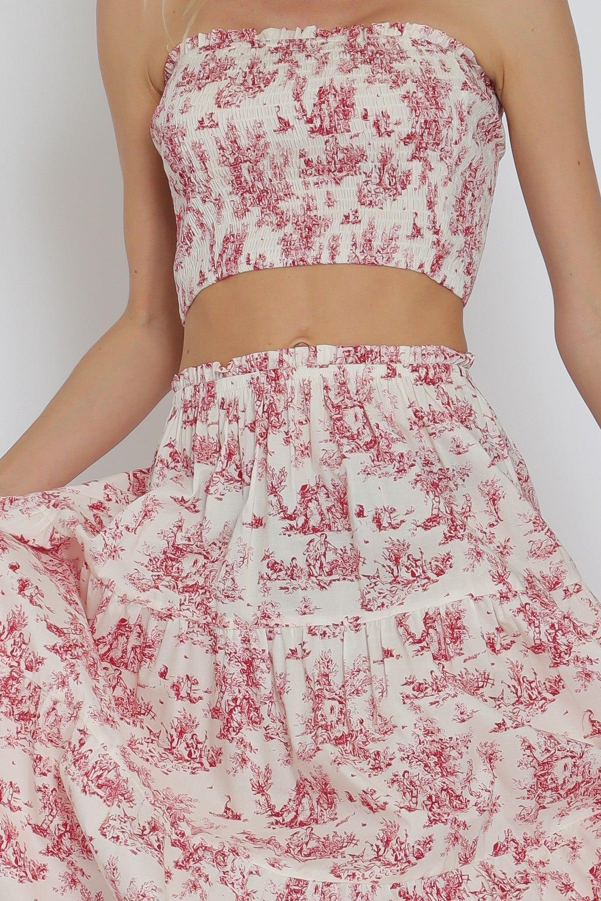 Shirred Print Tube Top Product Image