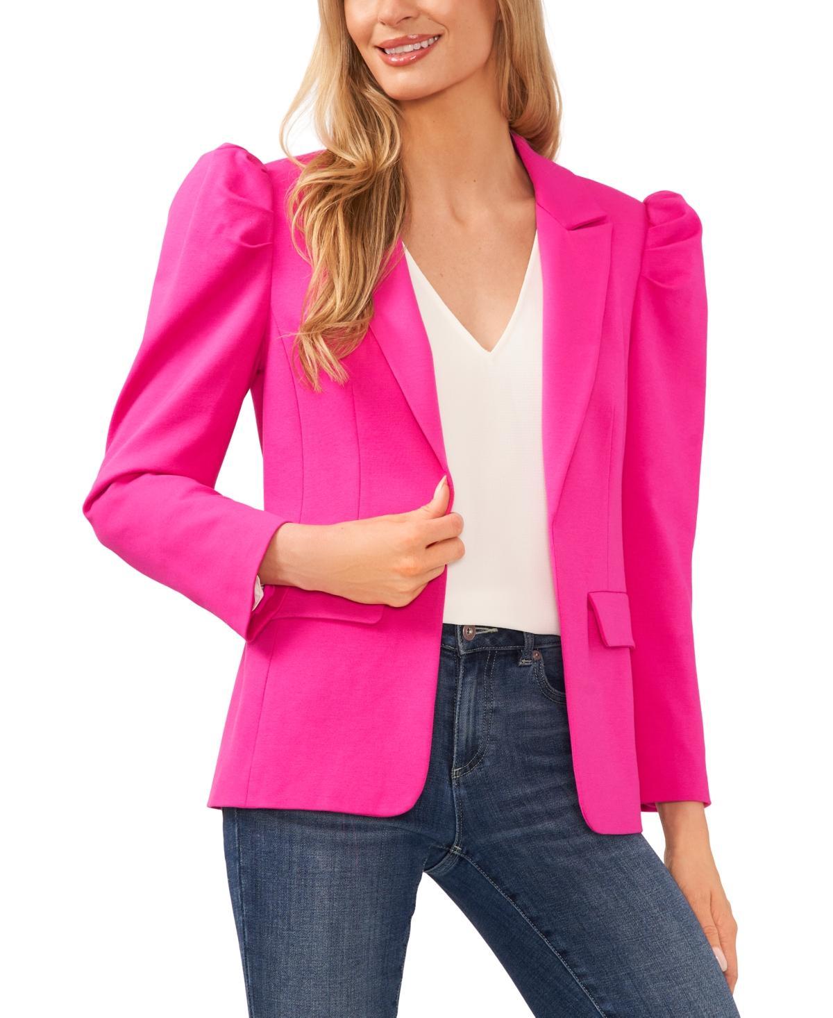 CeCe Womens Puff-Shoulder Open Front Long Sleeve Blazer Product Image