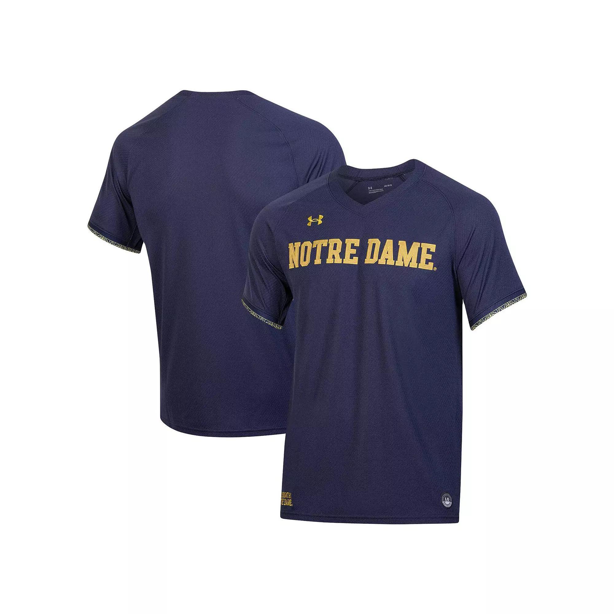 Men's Under Armour Navy Notre Dame Fighting Irish Softball V-Neck Jersey,  Product Image