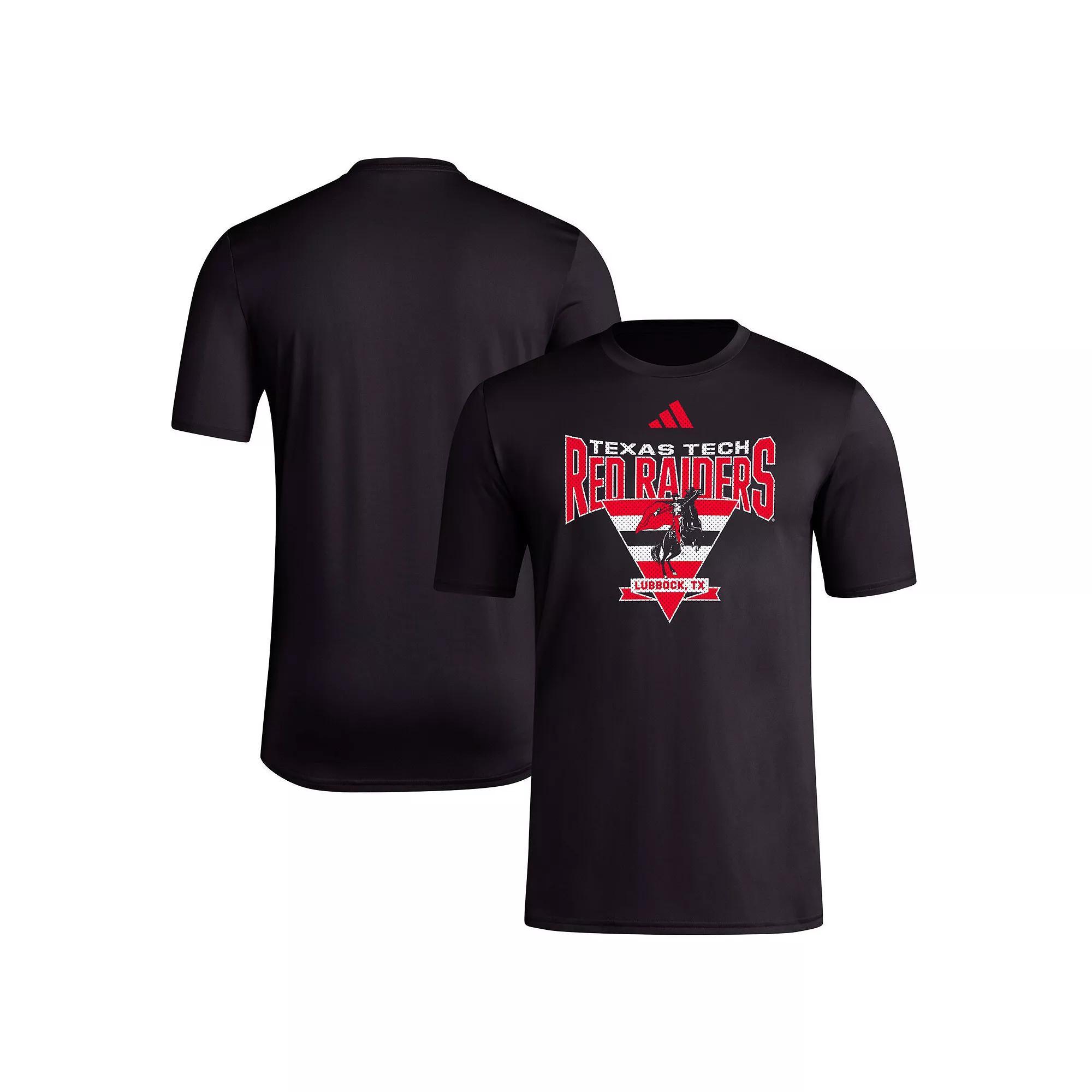 Men's adidas Black Texas Tech Red Raiders Locker Trilateral Pre-Game AEROREADY T-Shirt, Size: XL Product Image
