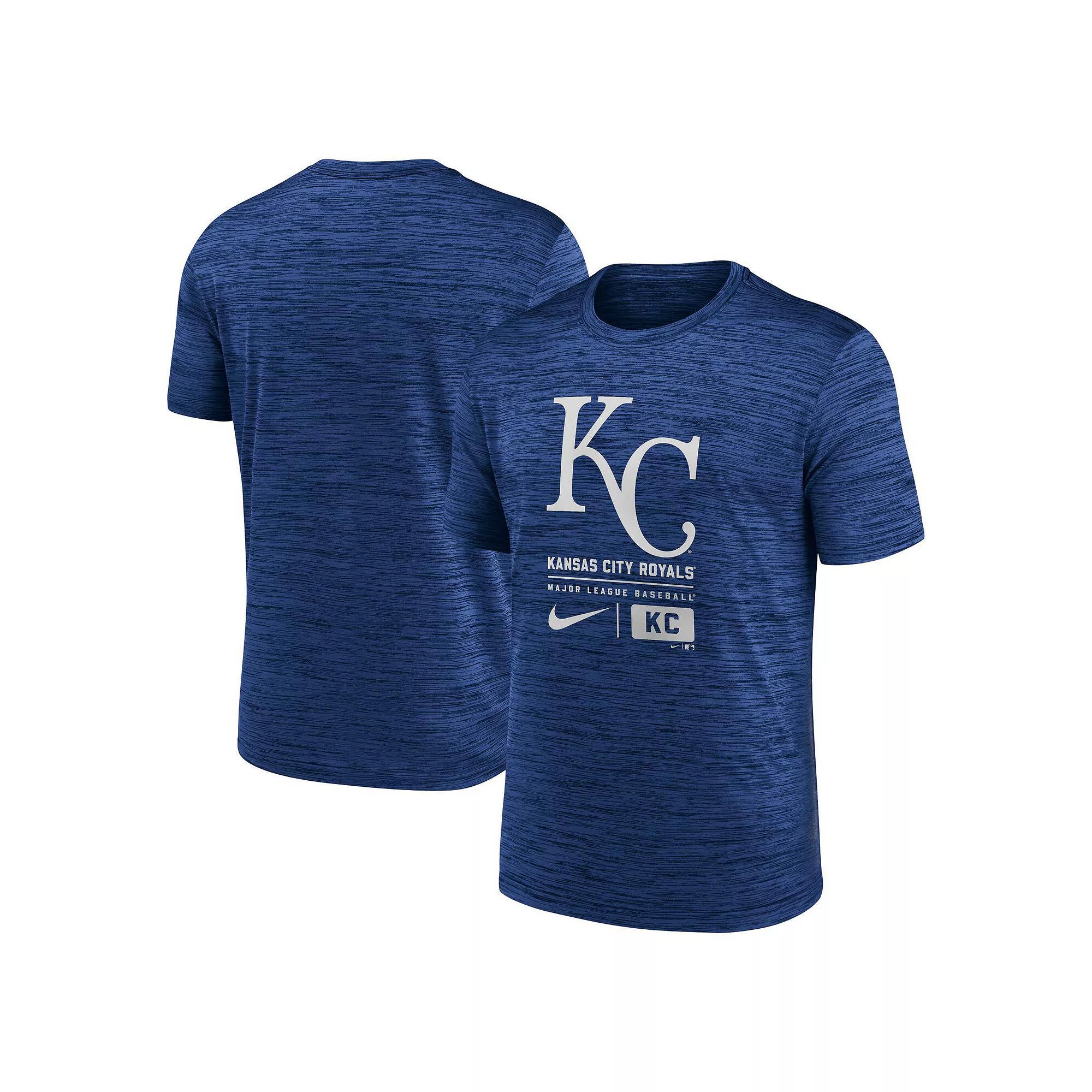 Men's Nike Royal Kansas City Royals Large Logo Velocity T-Shirt, Blue Product Image