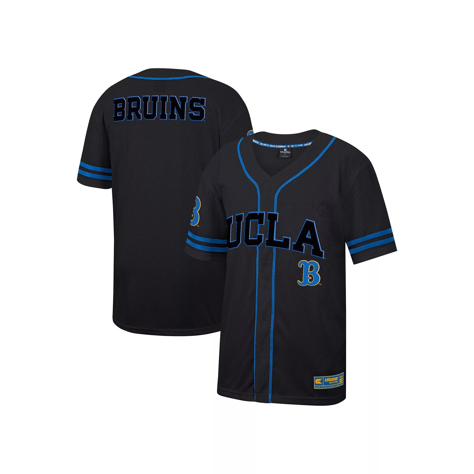 Men's Colosseum Black UCLA Bruins Free Spirited Mesh Button-Up Baseball Jersey, Size: Large Product Image