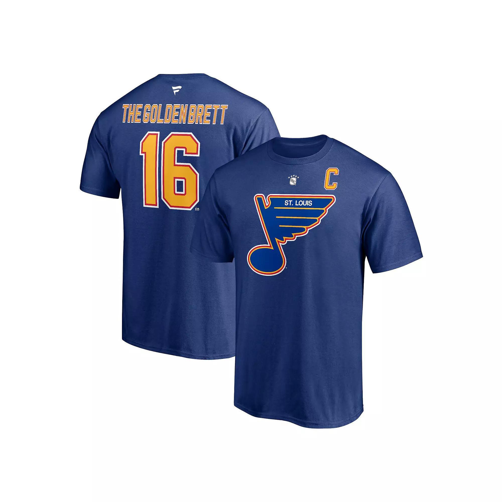 Men's Fanatics Branded Brett Hull Blue St. Louis Blues Authentic Stack Retired Player Nickname & Number T-Shirt,  Product Image