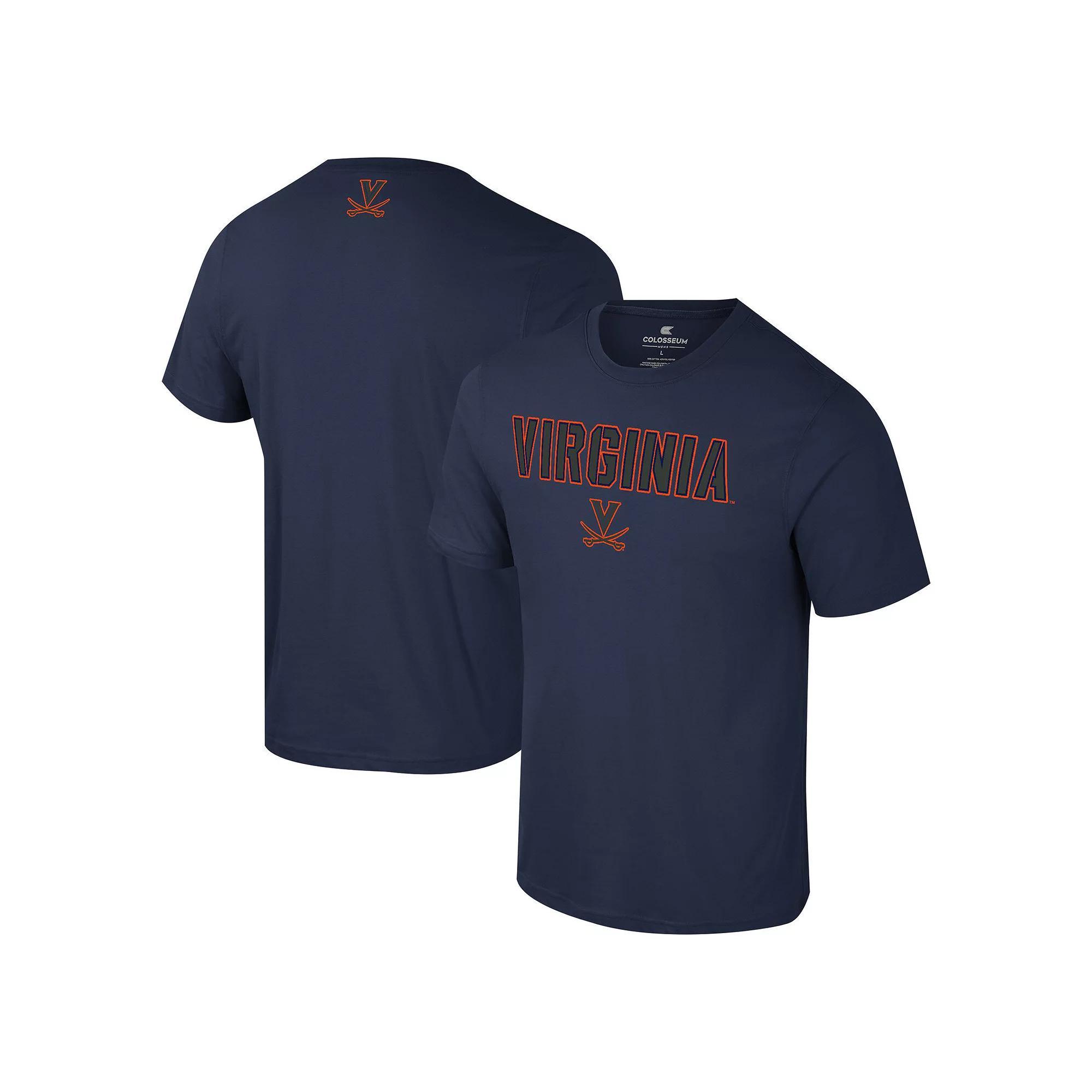 Men's Colosseum Navy Virginia Cavaliers Color Pop Active Blend T-Shirt,  Product Image