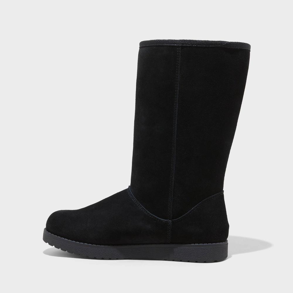 Womens Sarah Suede Shearling Winter Boots - Universal Thread Black 7 Product Image