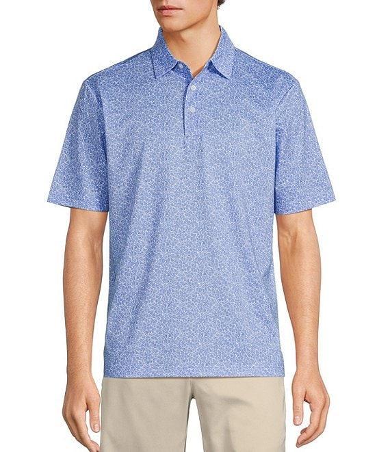 Roundtree & Yorke Performance Short Sleeve Outline Floral Print Polo Shirt Product Image