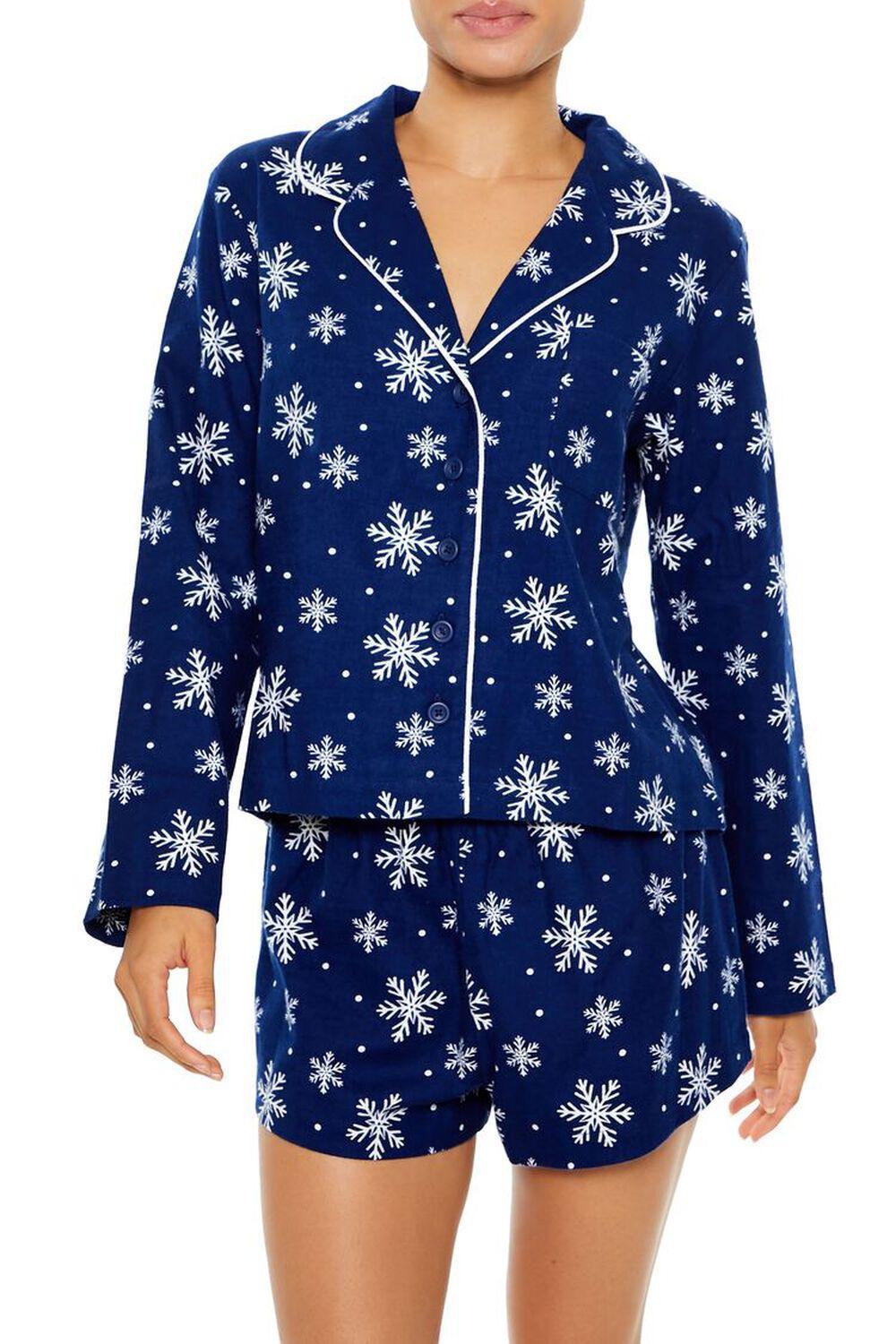 Snowflake Shirt & Shorts Pajama Set | Forever 21 Product Image