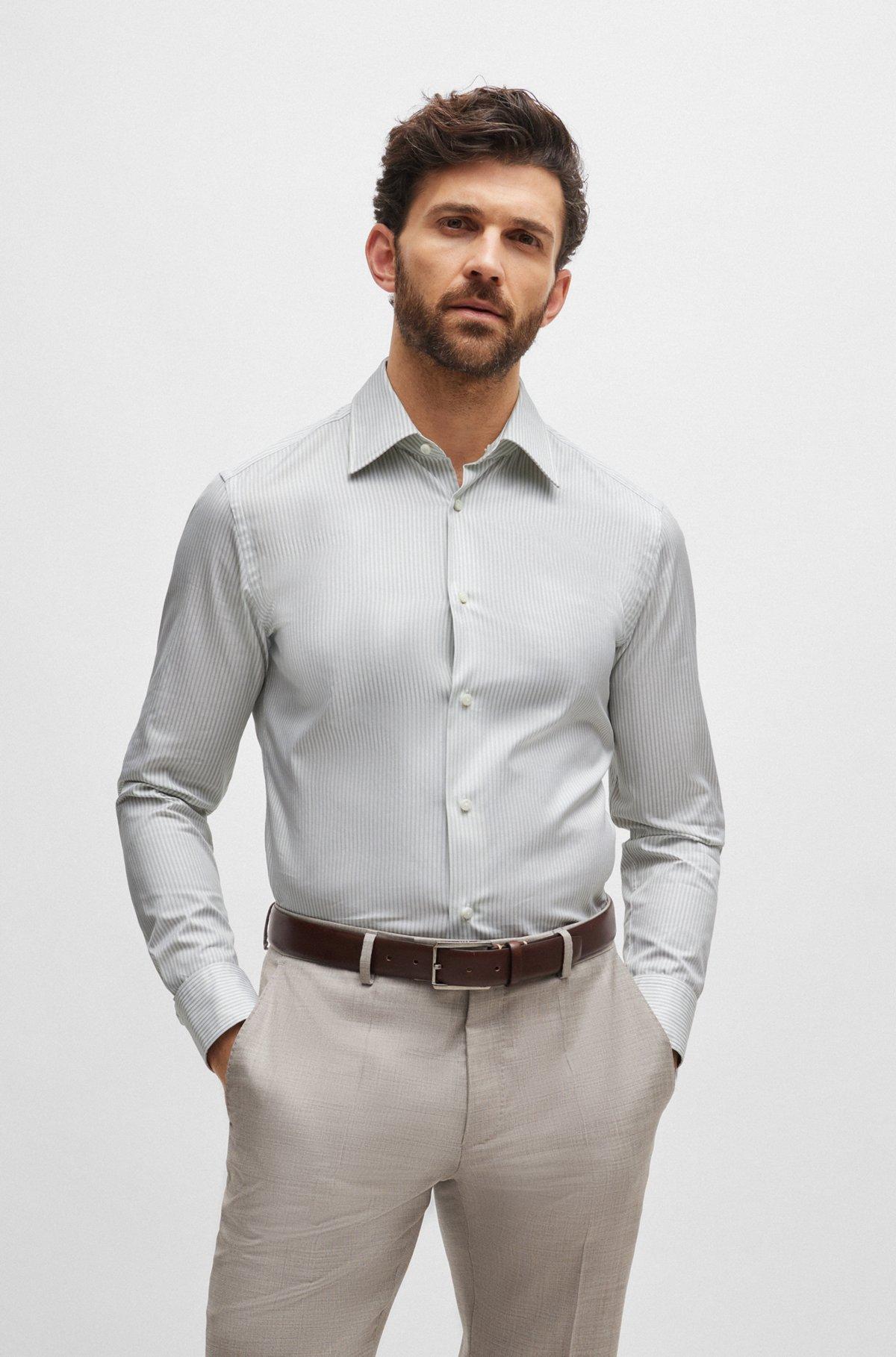 Slim-fit shirt in striped cotton Product Image