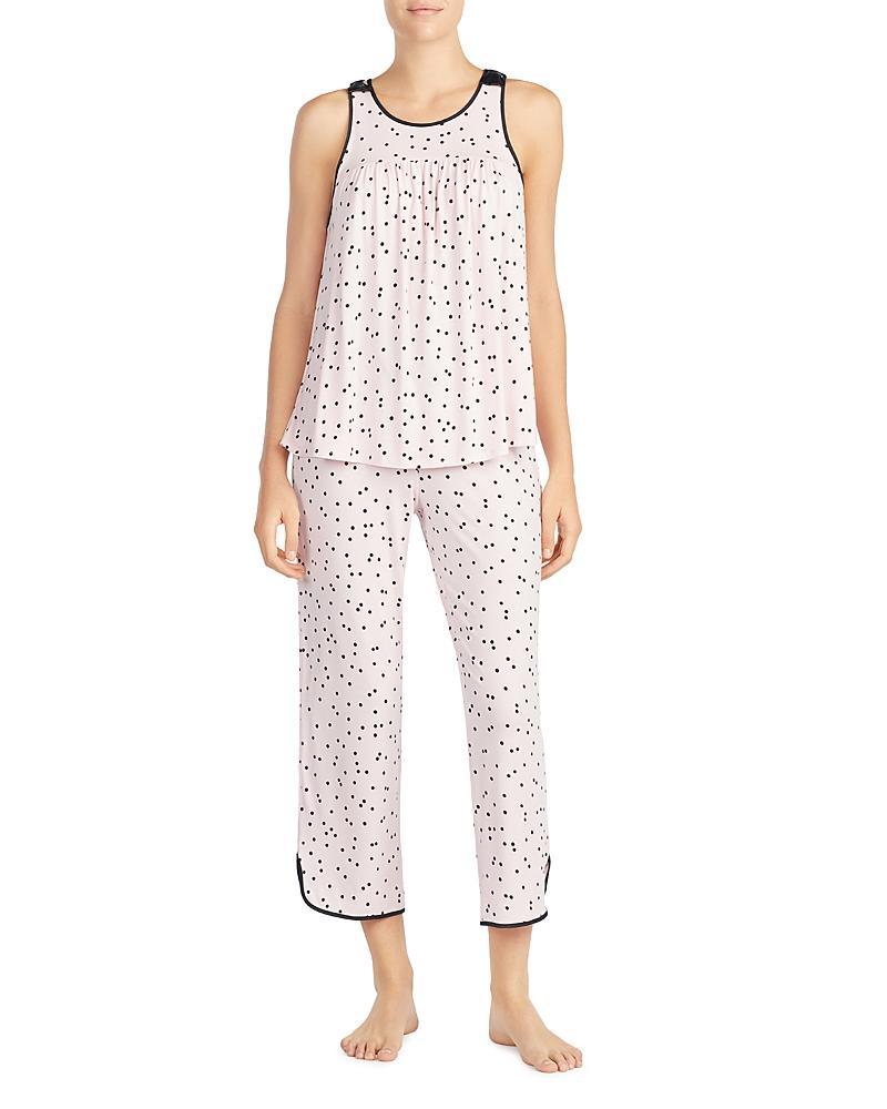 kate spade new york Dot Print Jersey Cropped Coordinating Pajama Set Product Image