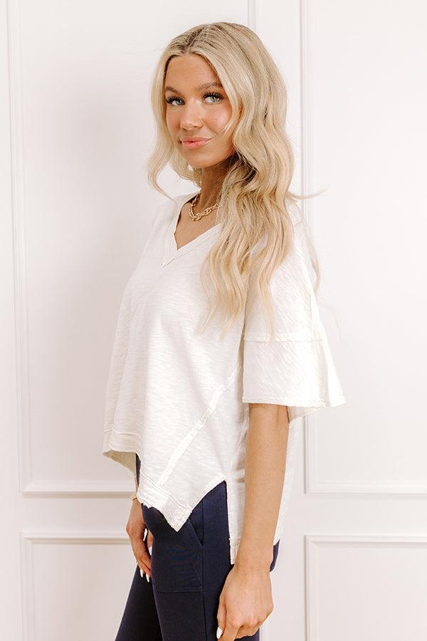 Keeping It Casual Heathered Tee in Cream Product Image