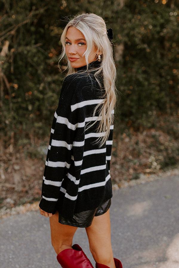 Cue The Chic Stripe Sweater in Black Product Image