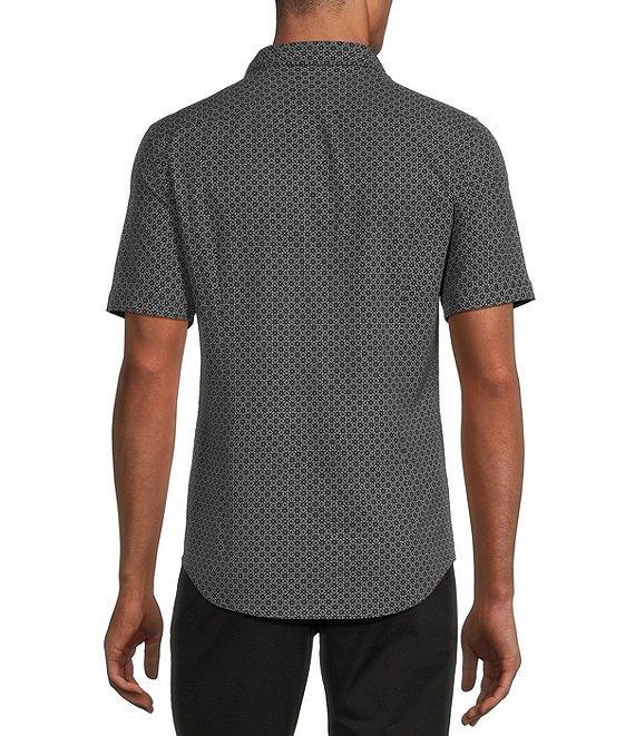 Murano Slim Fit Performance Stretch Line Print Short Sleeve Woven Shirt Product Image