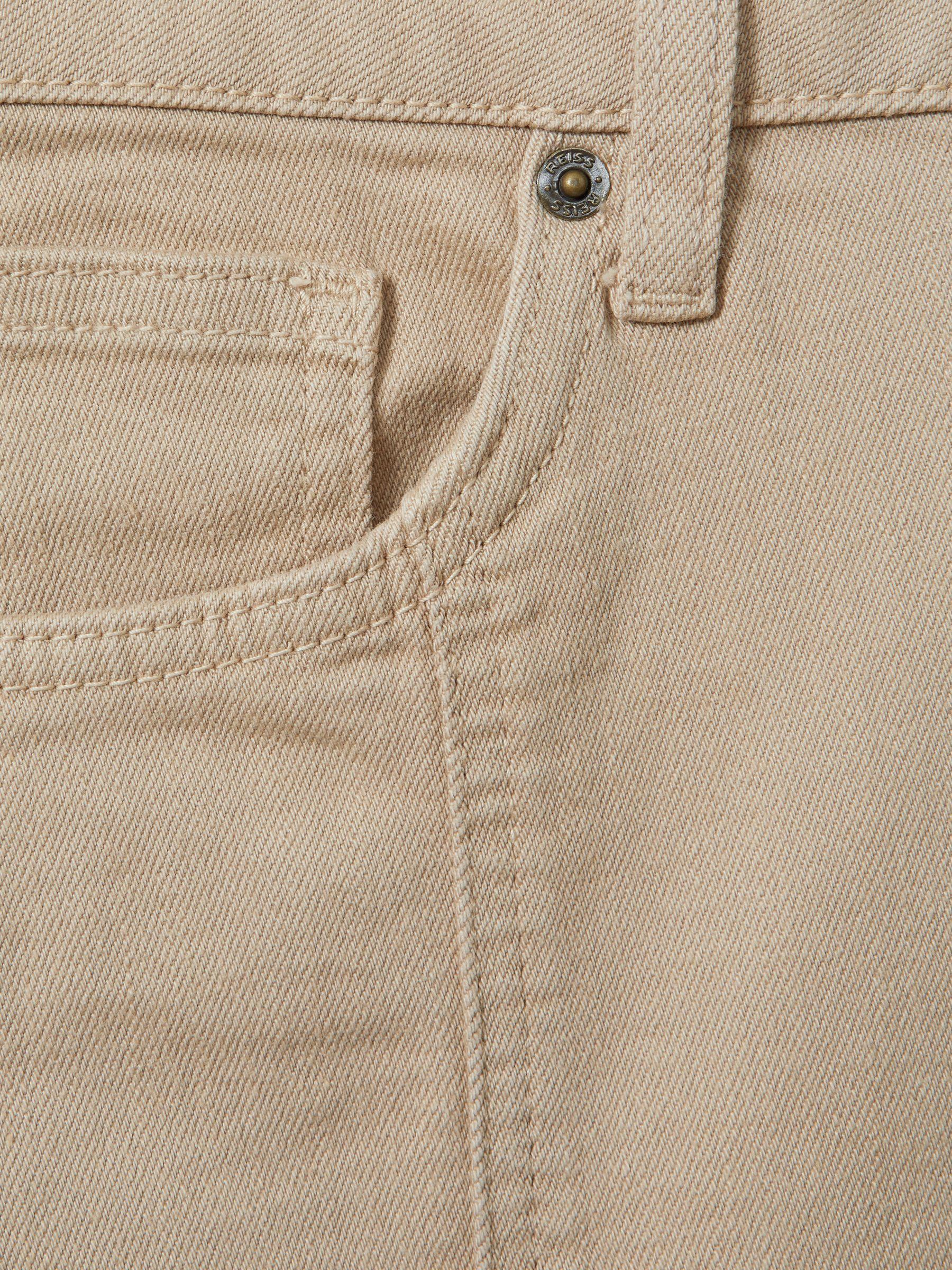 High Rise Denim Midi Skirt in Stone Product Image