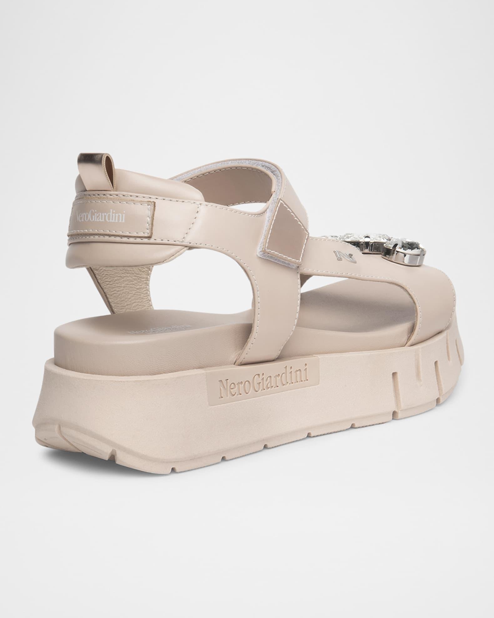 Stone Embellished Leather Sandals Product Image