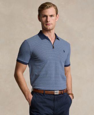 Polo Ralph Lauren Mens Classic-Fit Stretch Mesh Zip Polo Shirt - Spring Navy Product Image