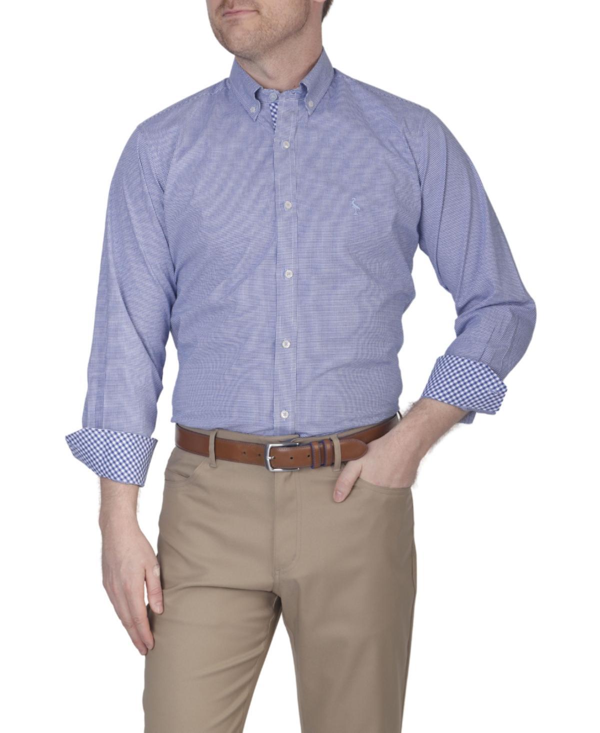 Tailorbyrd Mens Mini Gingham Cotton Stretch Long Sleeve Shirt Product Image