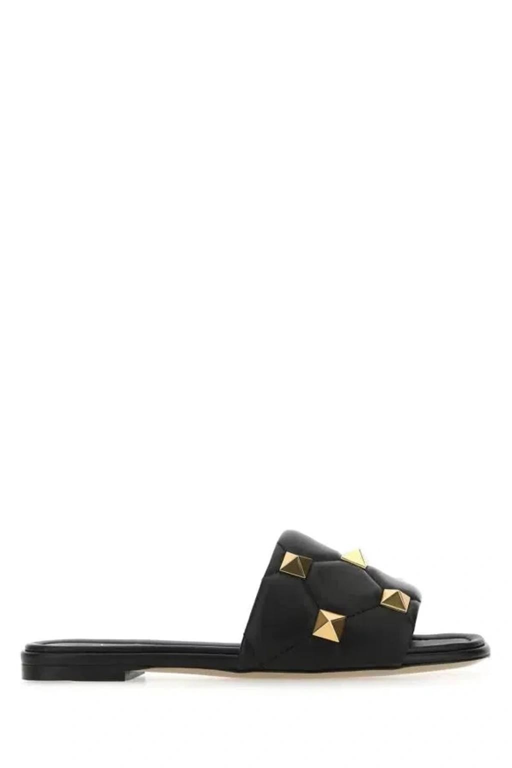 VALENTINO GARAVANI Roman Stud Slip In Black Product Image