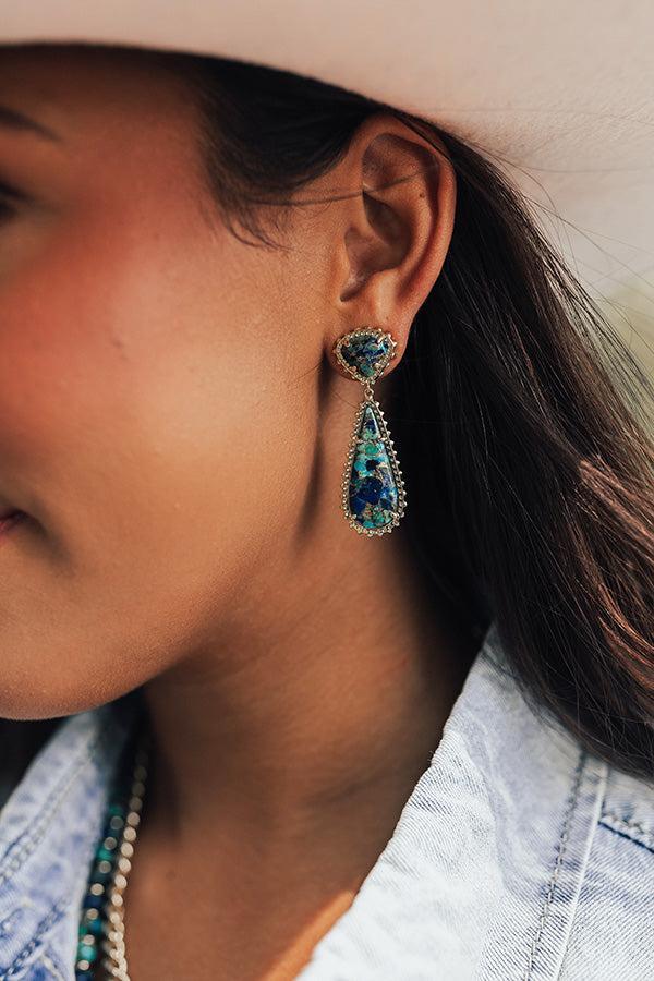 Kendra Scott Payton Gold Drop Earrings in Bronze Veined Lapis Turquoise Magnesite Product Image