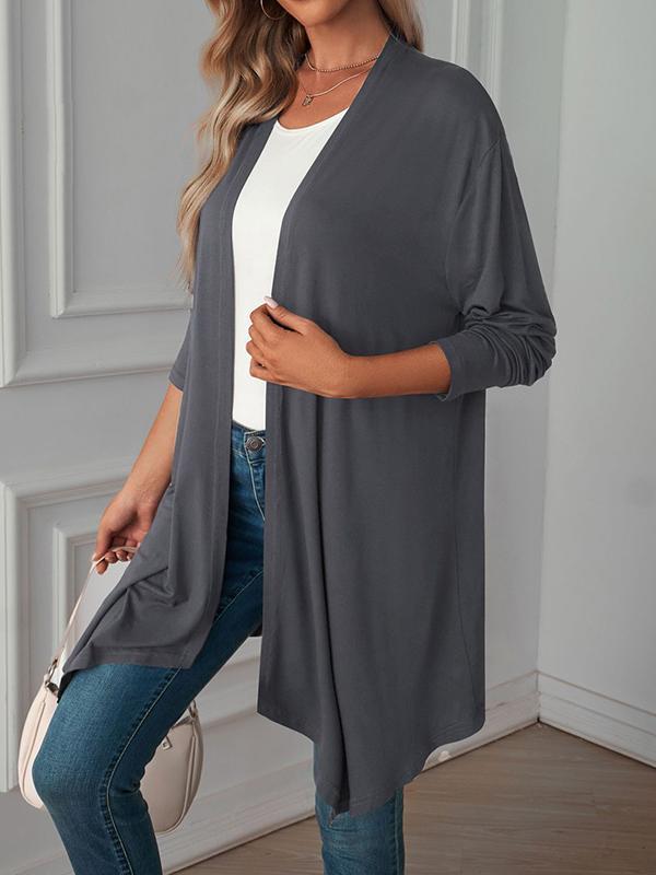 Long Sleeves Loose Solid Color Statement Collar Outerwear Product Image