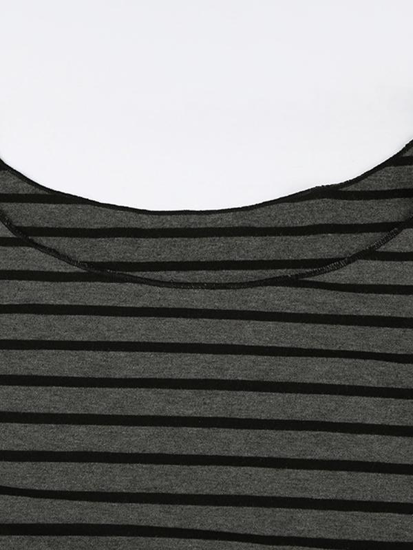 One Shoulder Striped Short Sleeve Tee Product Image