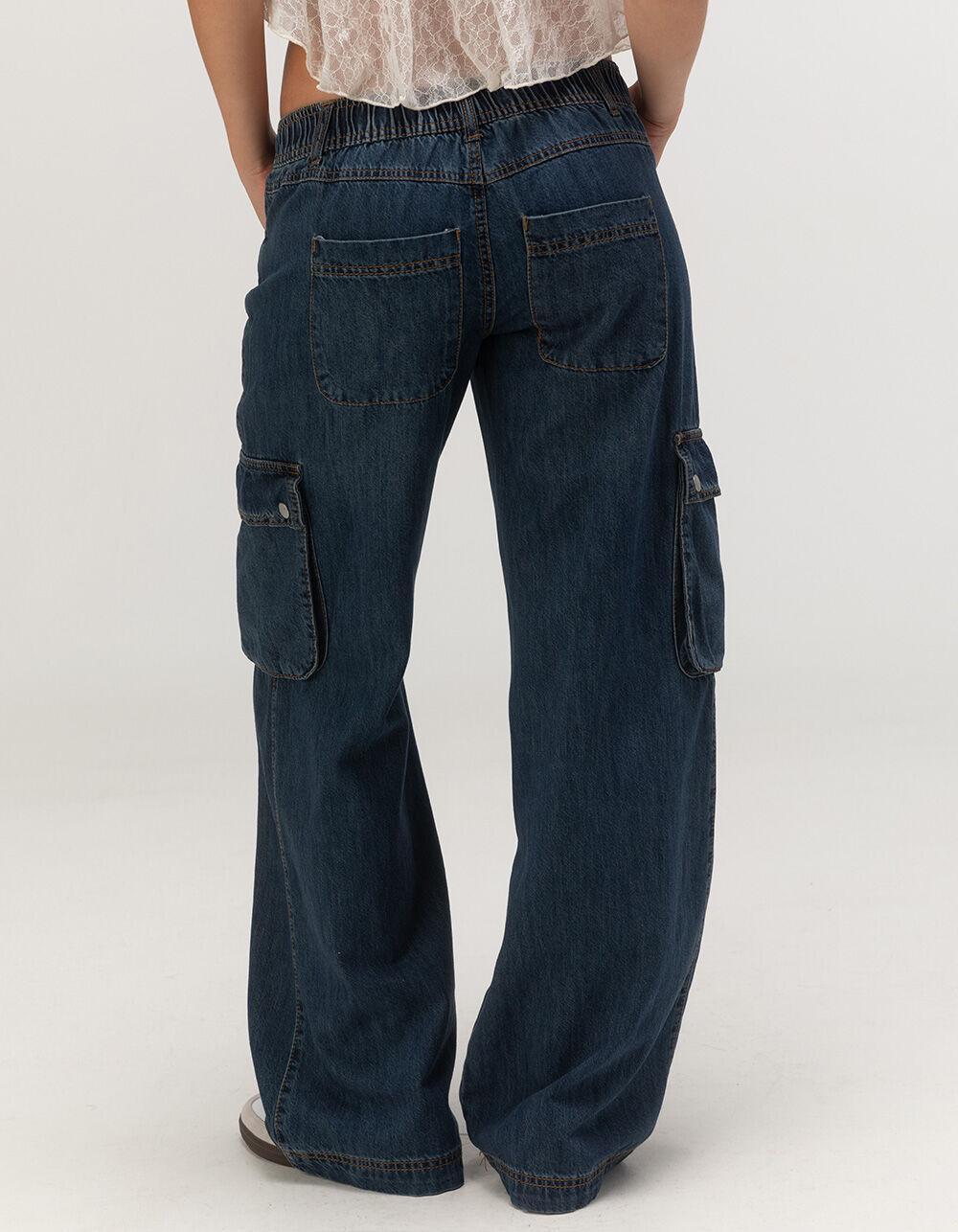 RSQ Womens Low Rise Cargo Baggy Denim Jeans Product Image