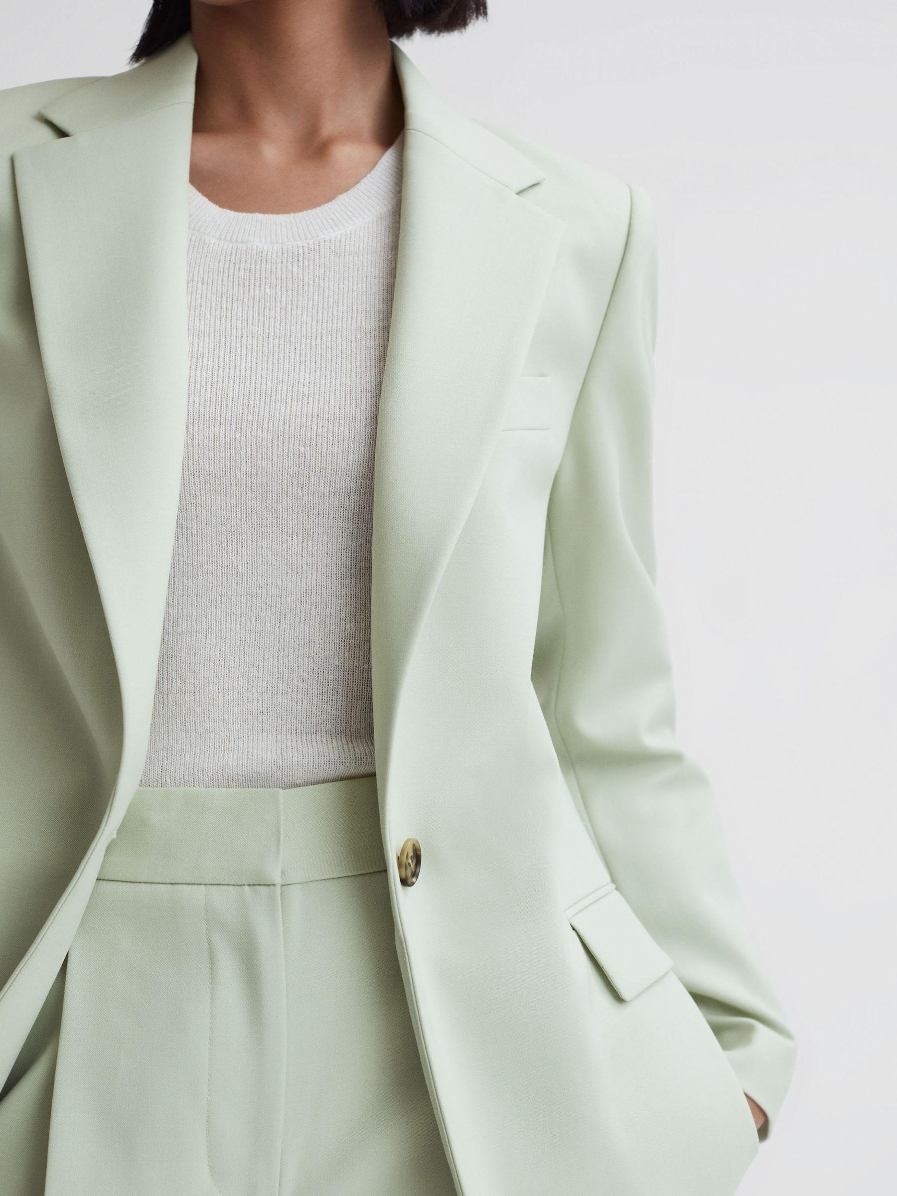 Single Breasted Wool Blend Blazer in Green Product Image