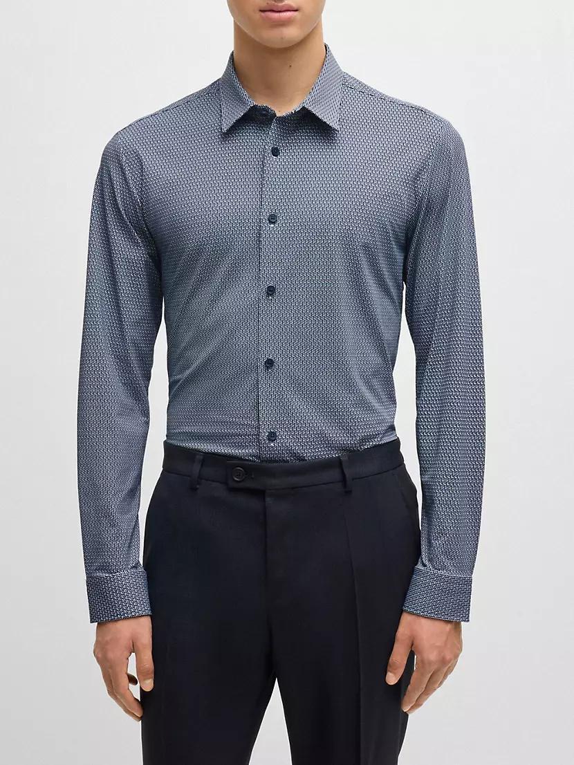 Slim-Fit Shirt in Printed Performance-Stretch Fabric Product Image