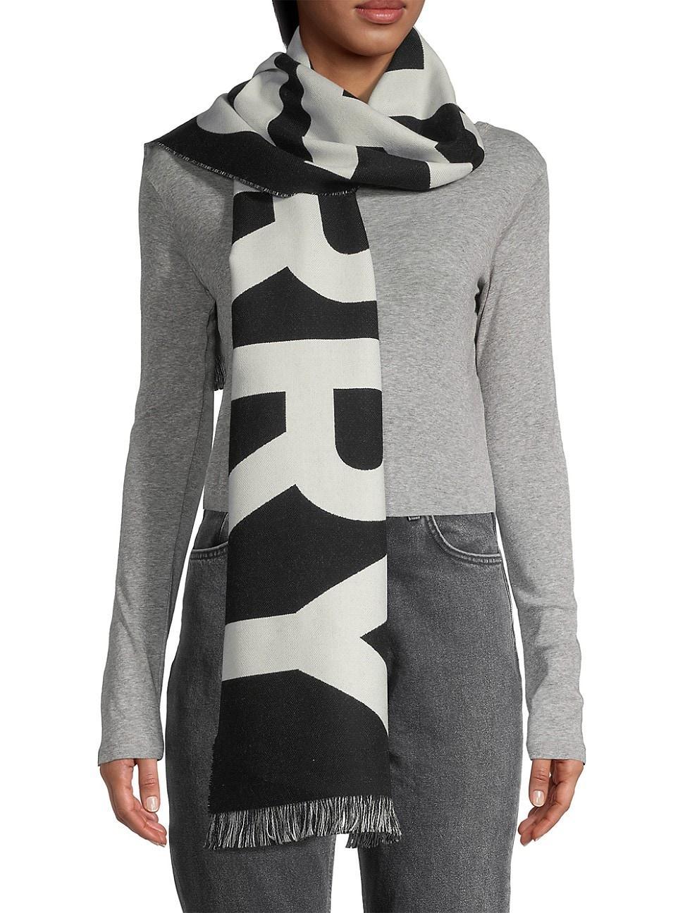 Womens Double-Faced Wool Logo Scarf Product Image