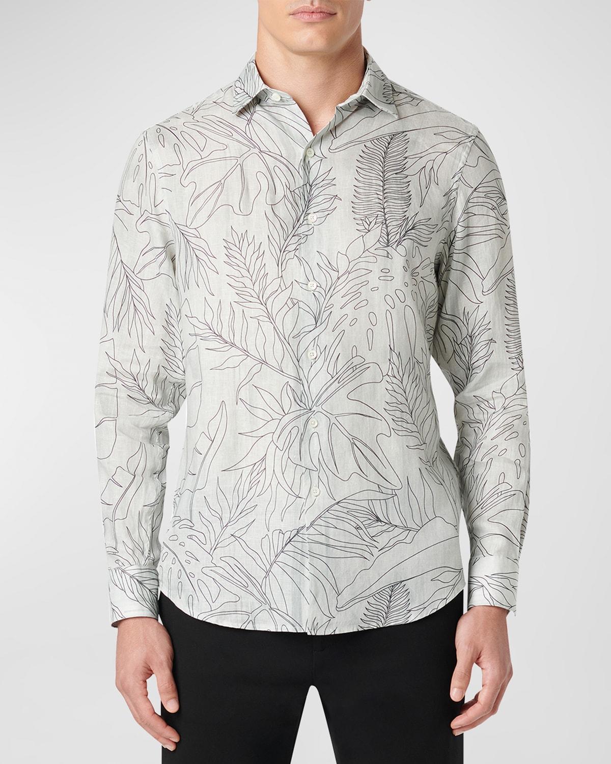 Men's Axel Shaped Floral Linen Sport Shirt Product Image