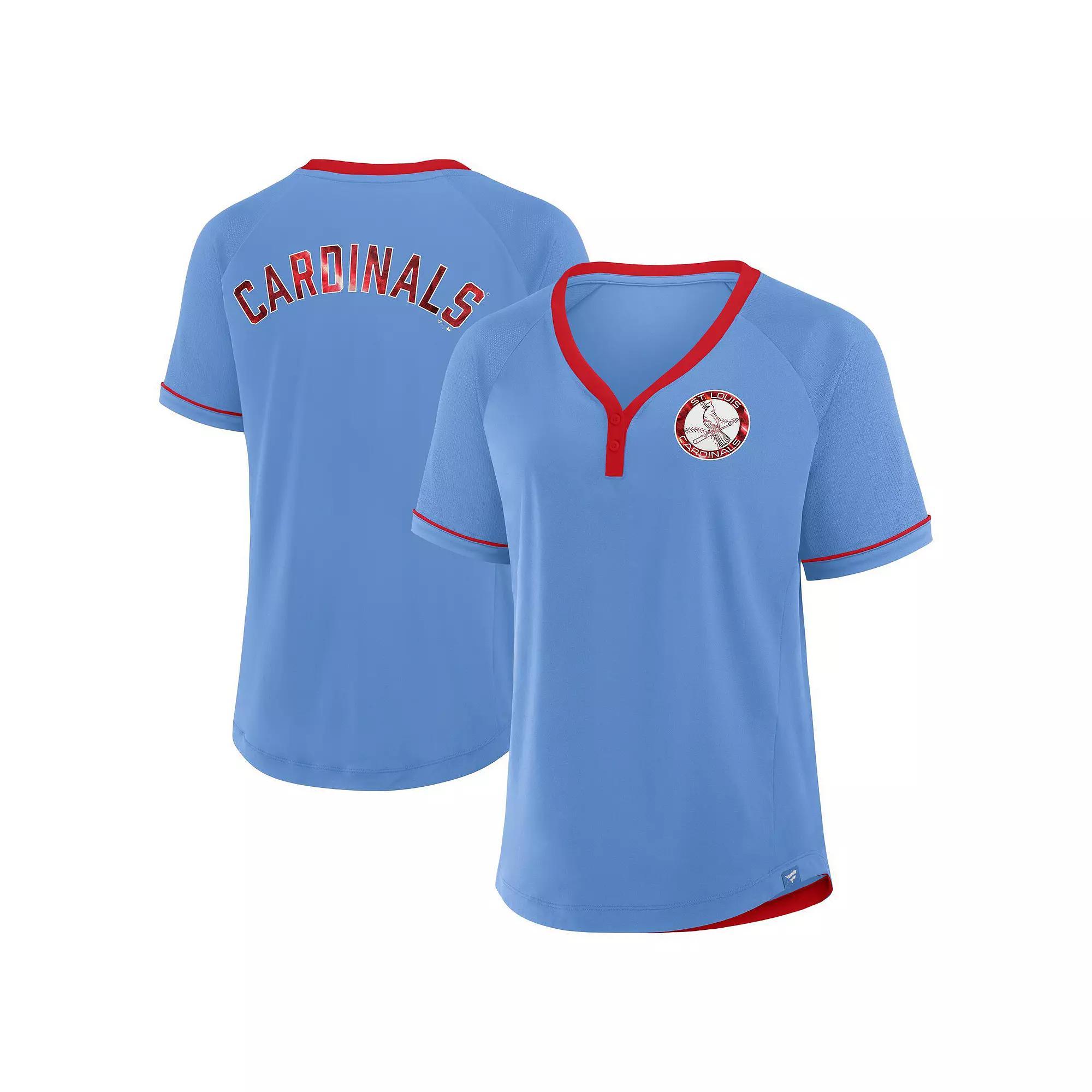 Women's Fanatics  Light Blue St. Louis Cardinals Cooperstown Collection League Diva V-Neck T-Shirt, Size: XL Product Image