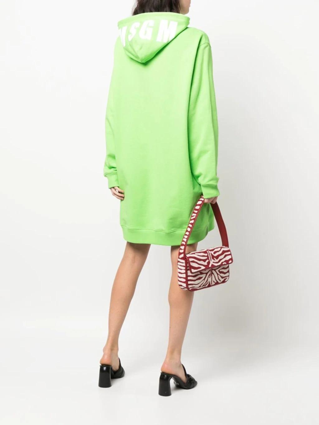 MSGM Logo-print Hooded Jumper Dress In Green Product Image