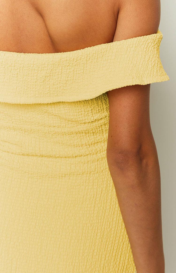 Daydreaming Yellow Off Shoulder Mini Dress Product Image