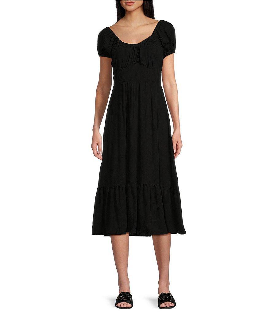 Angie U-Neckline Short Sleeve Empire Midi Dress Product Image