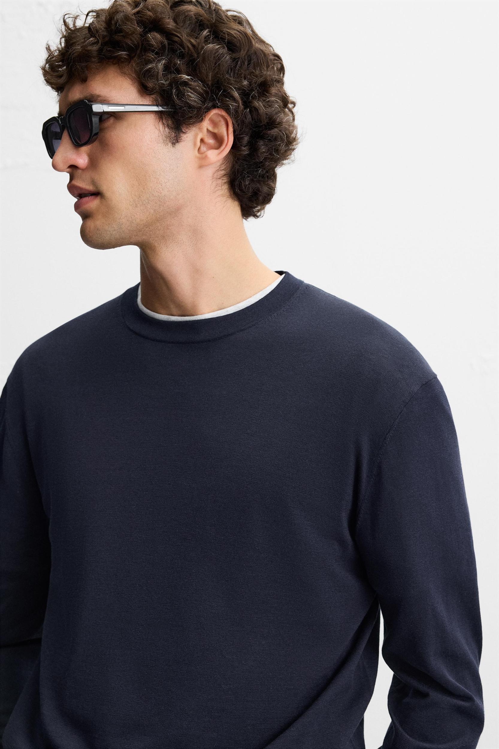 COTTON AND SILK BLEND SWEATER Product Image