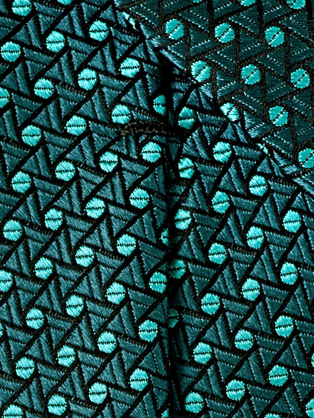 Geometric Woven Silk Tie - Teal Product Image