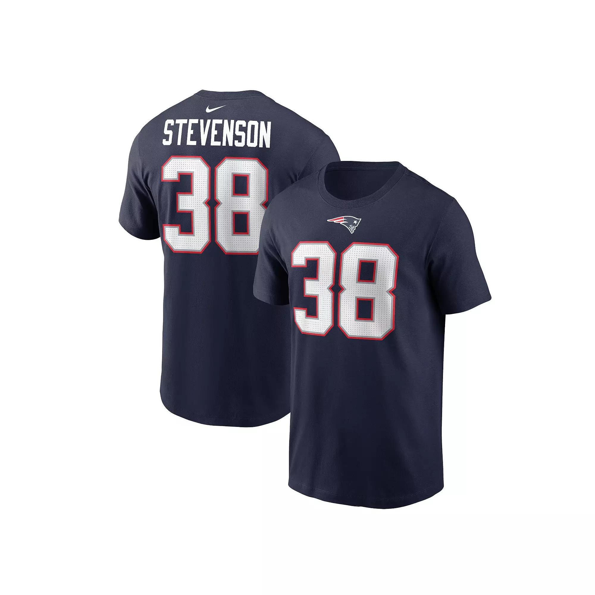 Men's Nike Rhamondre Stevenson Navy New England Patriots Player Name & Number T-Shirt,  Product Image
