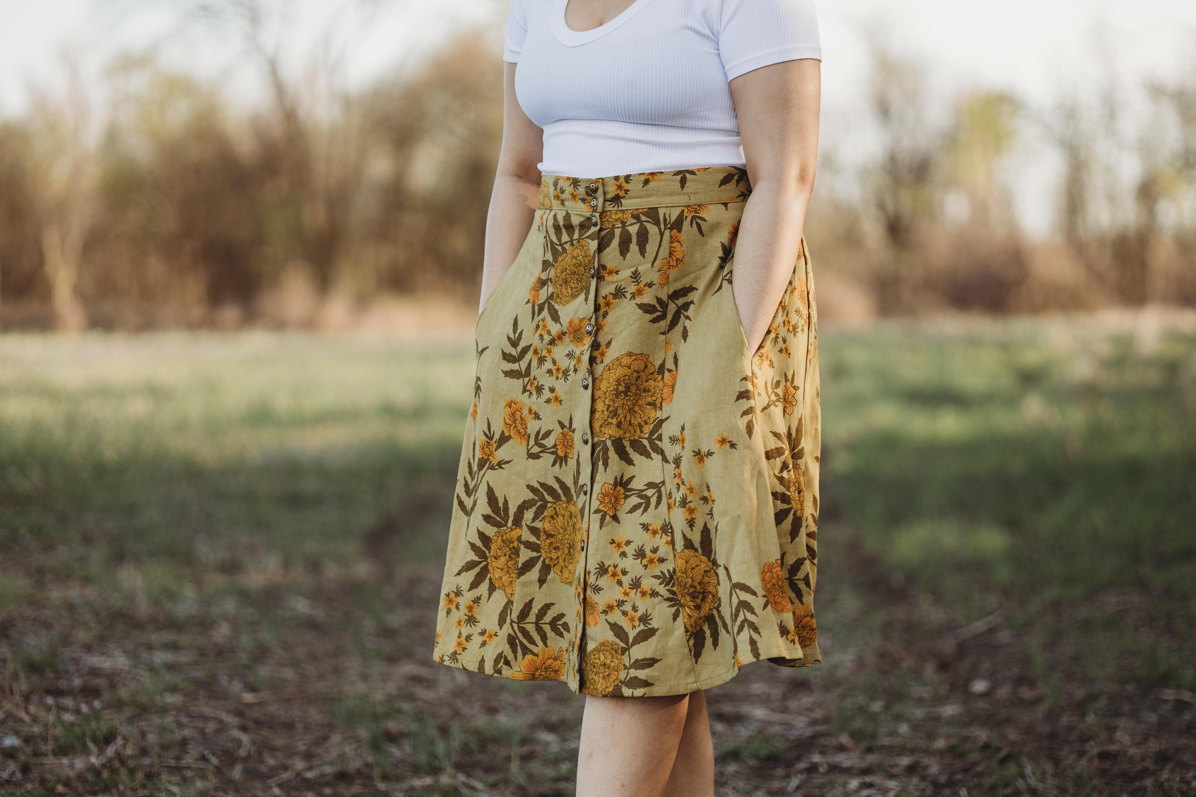 Bae Skirt in Mustard Marigold Linen Product Image