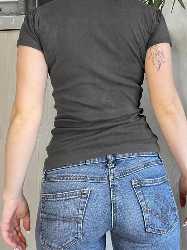 Short Sleeve Button Up Ribbed Top Product Image