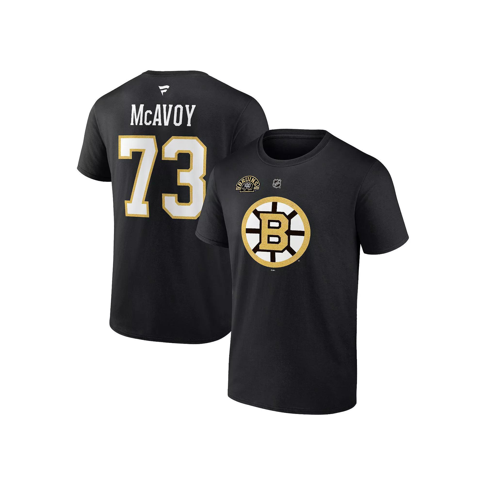 Men's Fanatics Branded Brad Marchand Black Boston Bruins Authentic Stack Name & Number T-Shirt, Size: 5XL Product Image