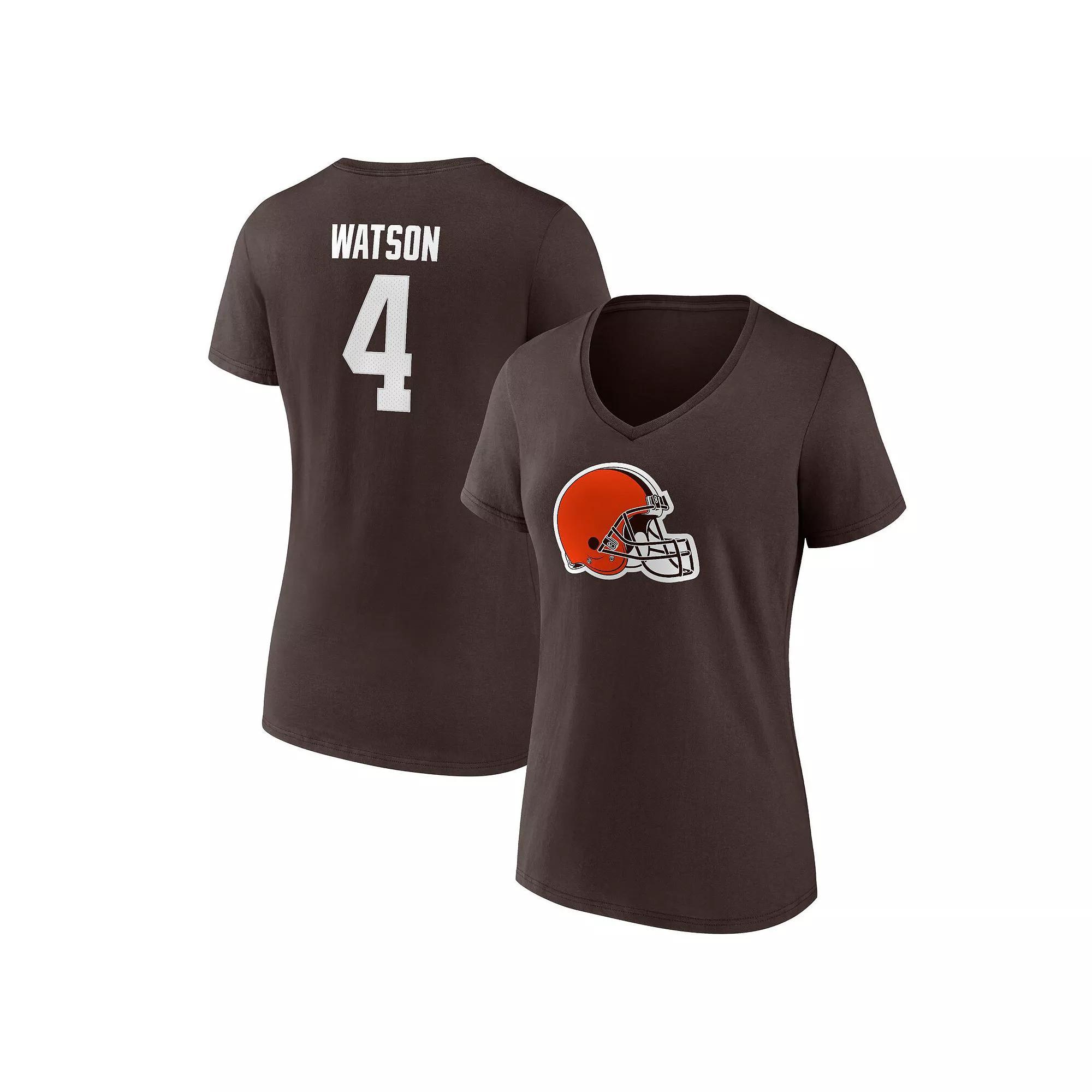 Women's Fanatics Branded Deshaun Watson Brown Cleveland Browns Player Icon Name & Number V-Neck T-Shirt,  Product Image