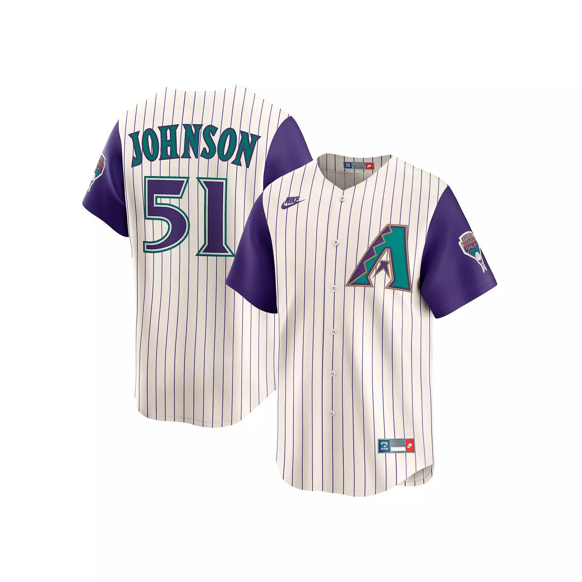 Men's Nike Randy Johnson Cream Arizona Diamondbacks Throwback Cooperstown Collection Limited Jersey, Size: 3XL, Beige Product Image