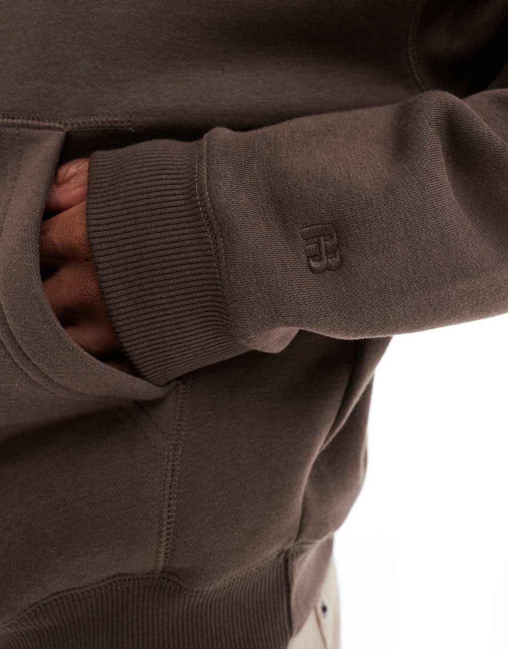 Pull&Bear boxy fit hoodie in brown Product Image