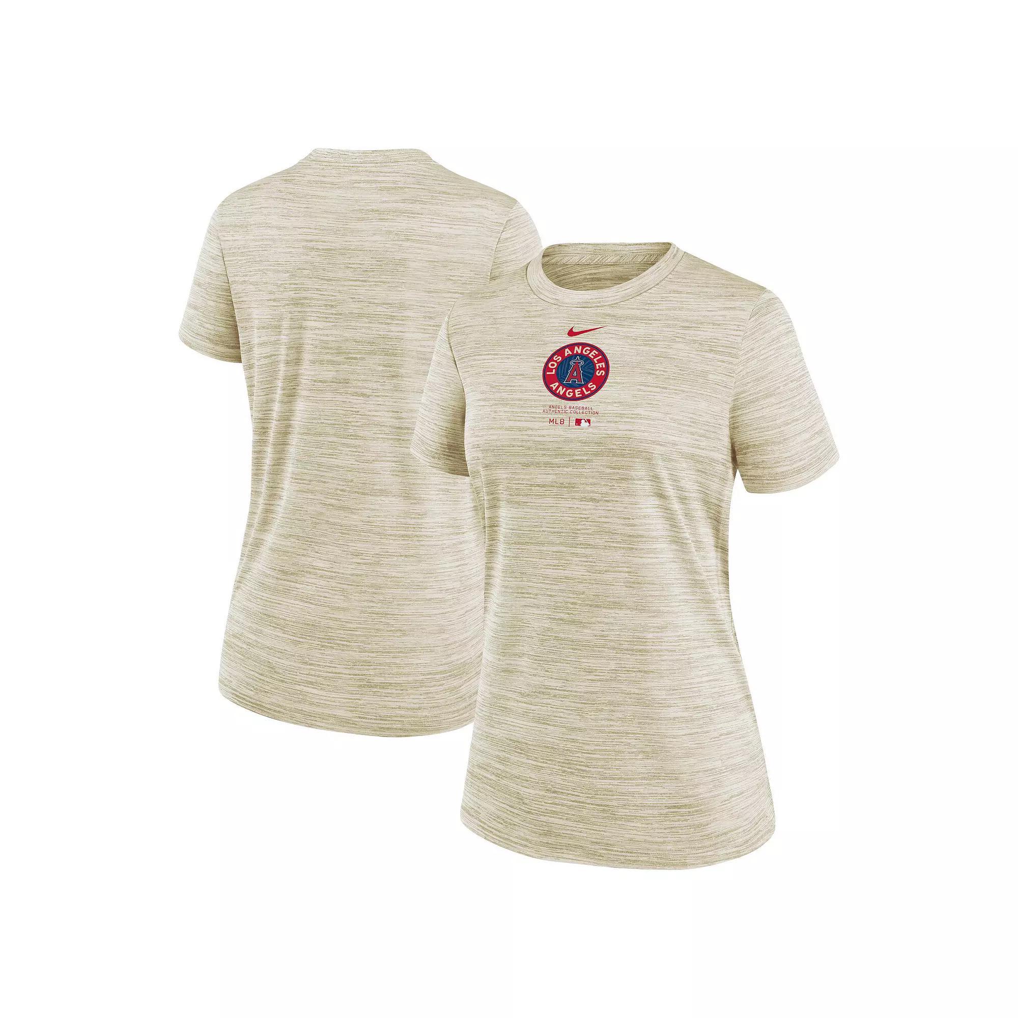 Women's Nike Cream Los Angeles Angels City Connect Practice Velocity T-Shirt, Size: Medium, Beige Product Image