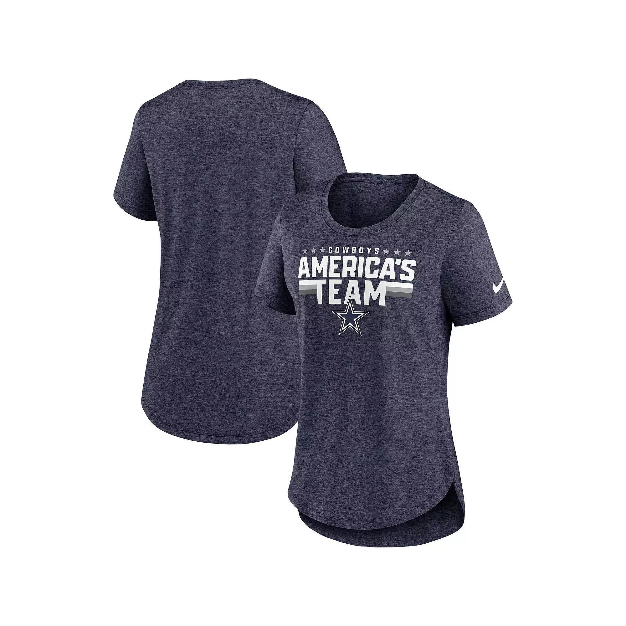 Women's Nike Heather Navy Dallas Cowboys Local Fashion Tri-Blend T-Shirt, Size: Small, Blue Product Image