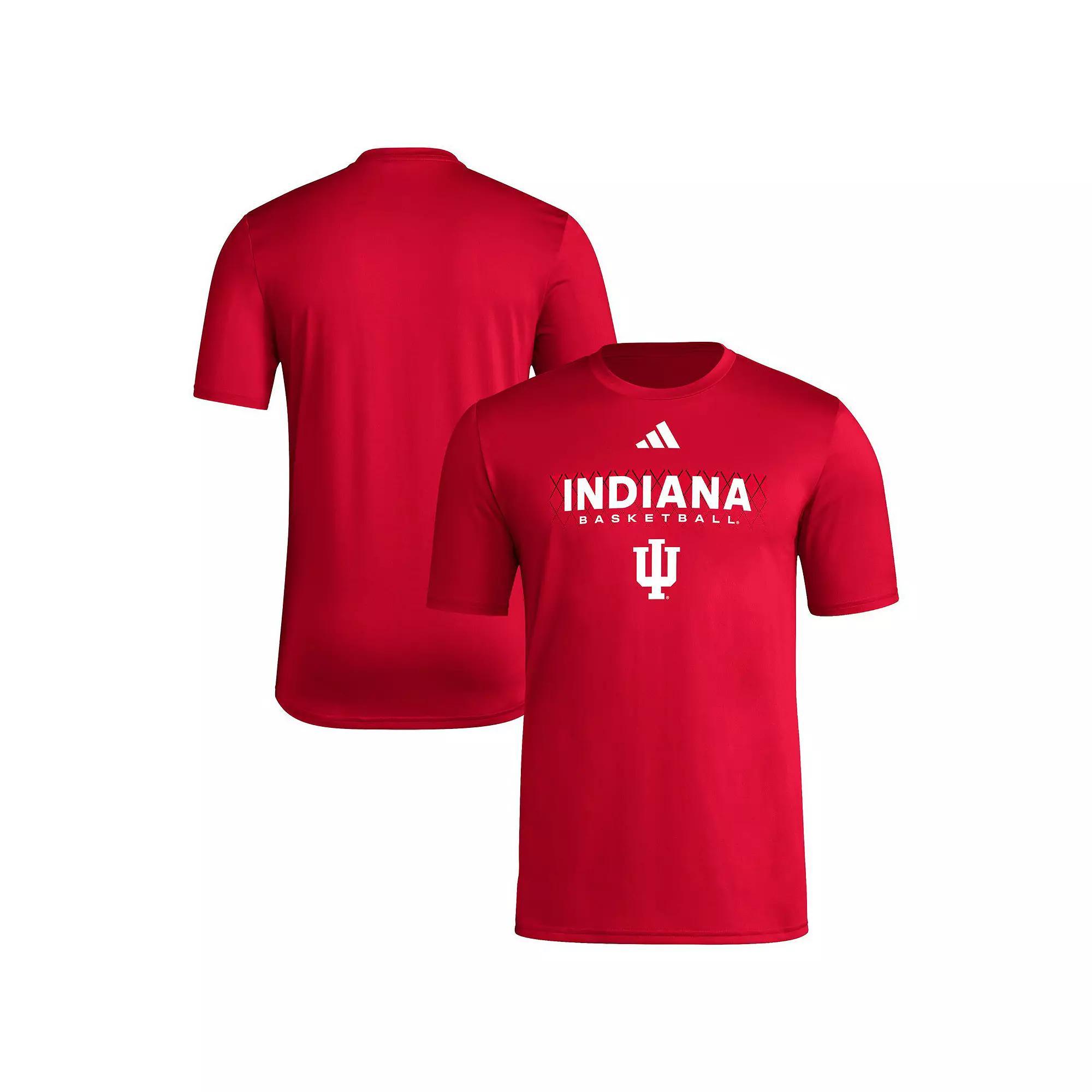 Men's adidas Crimson Indiana Hoosiers Locker On-Court In The Fade Pregame AEROREADY T-Shirt, Size: 2XL, Red Product Image