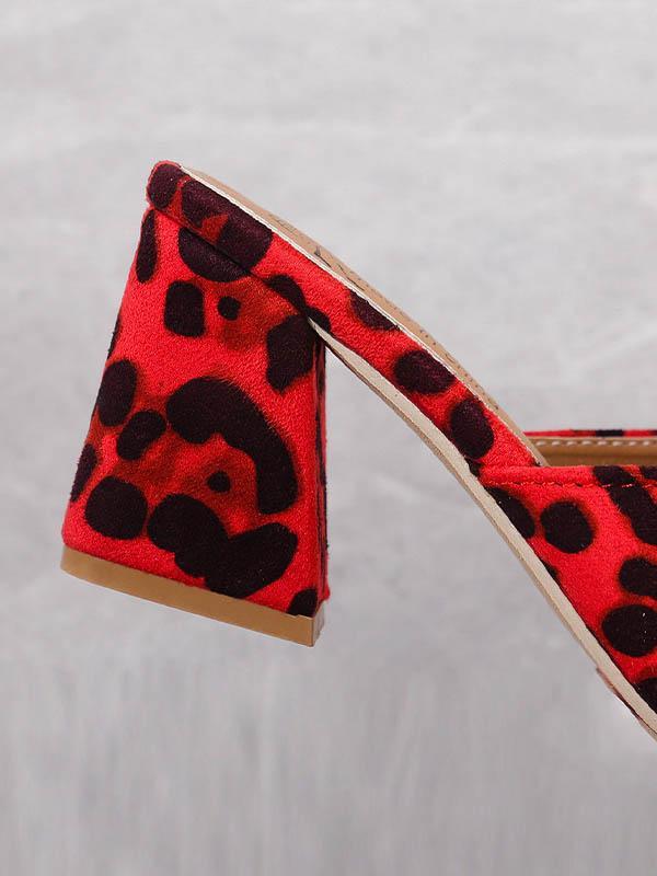 Leopard Open Toe Pumps Sandals Slippers Product Image