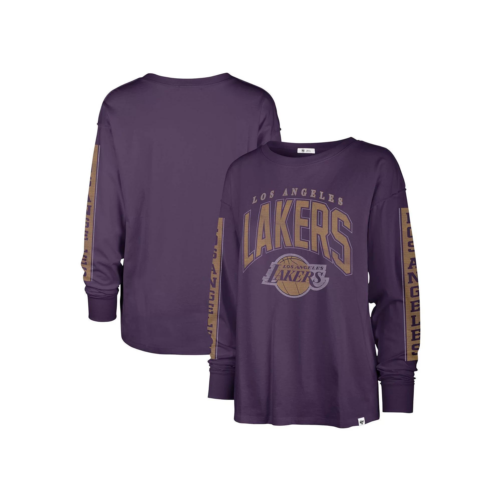 Women's '47 Purple Los Angeles Lakers Tomcat Long Sleeve T-Shirt, Size: Small Product Image