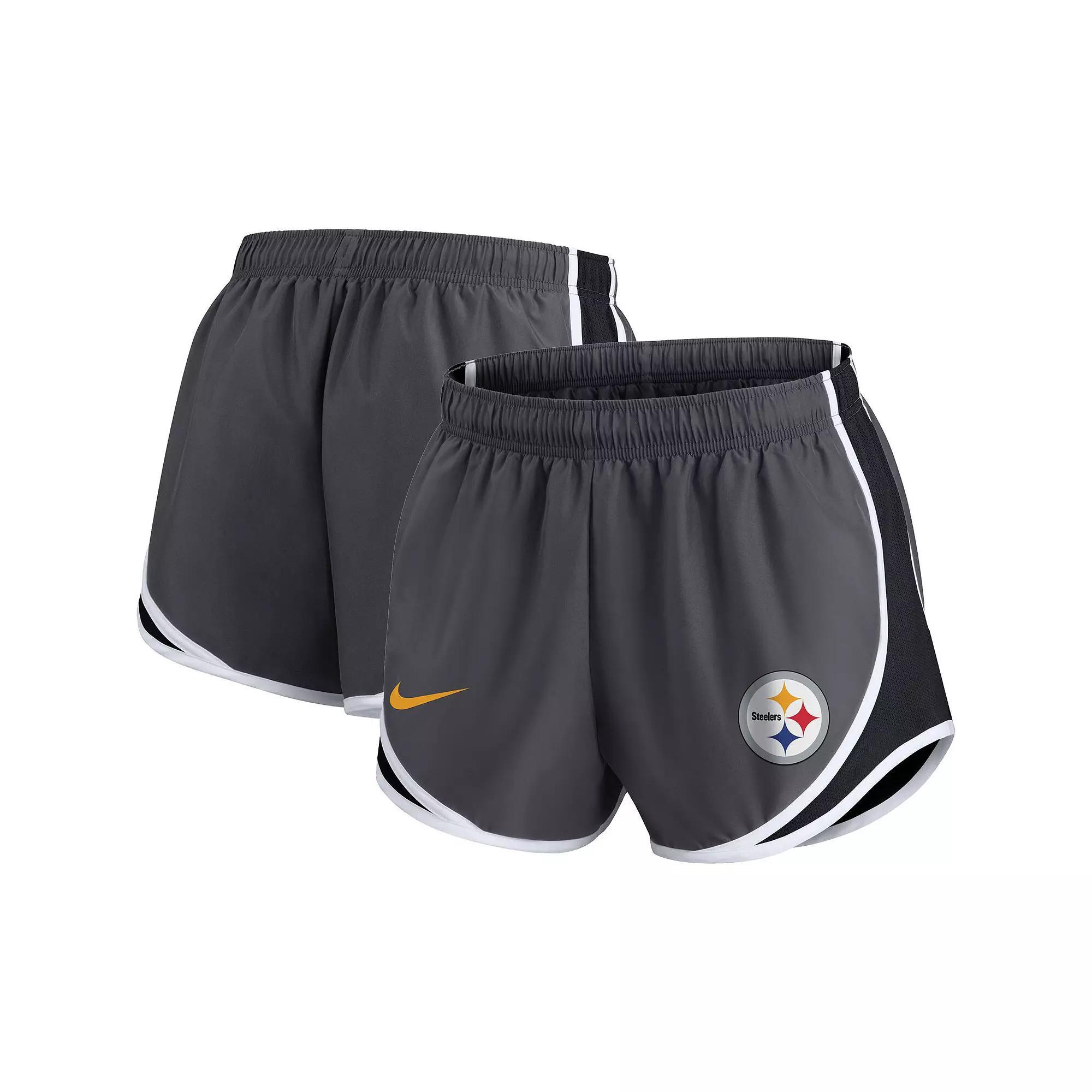 Womens Nike Charcoal Pittsburgh Steelers Plus Size Logo Performance Tempo Shorts Product Image